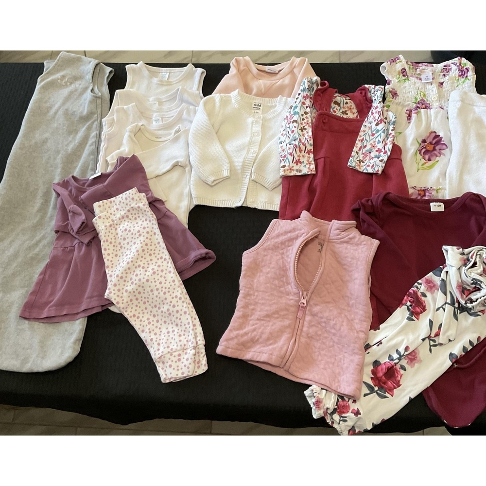 Mixed Brands 16pc Clothes Lot Girls 6-9M Multicolor Layette Outfits Sets